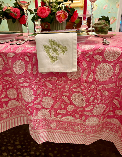 Cotton Candy Fields Blockprint Tablecloth