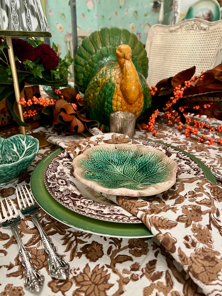 Chestnut Garden Brown &amp; White Block Print Floral Napkin Set |  For the Home - Miss Madigan | Women&