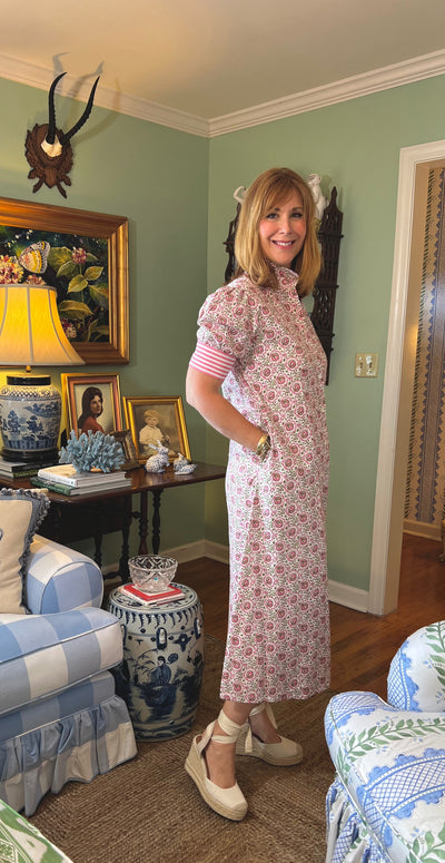 Baker Ruffle A-line Midi in Pink Fields