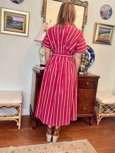 Thompson Striped Midi Dress in Red