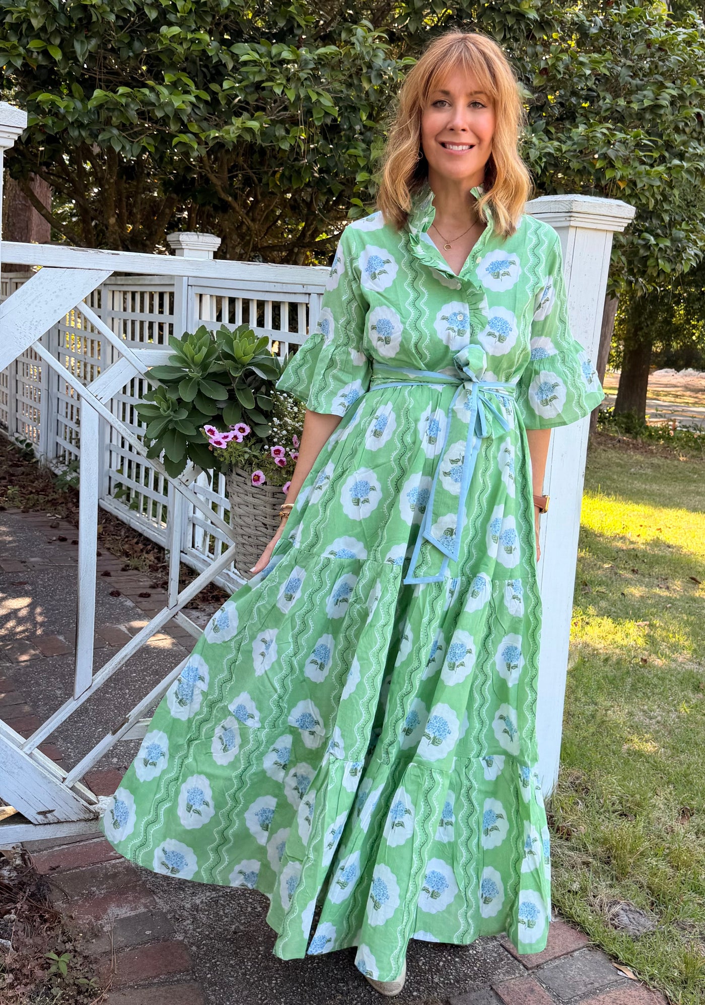 Ruffled Block Print Maxi Dress | Dresses