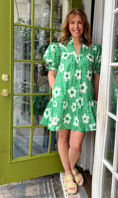 Merritt Floral Mini Dress in Green