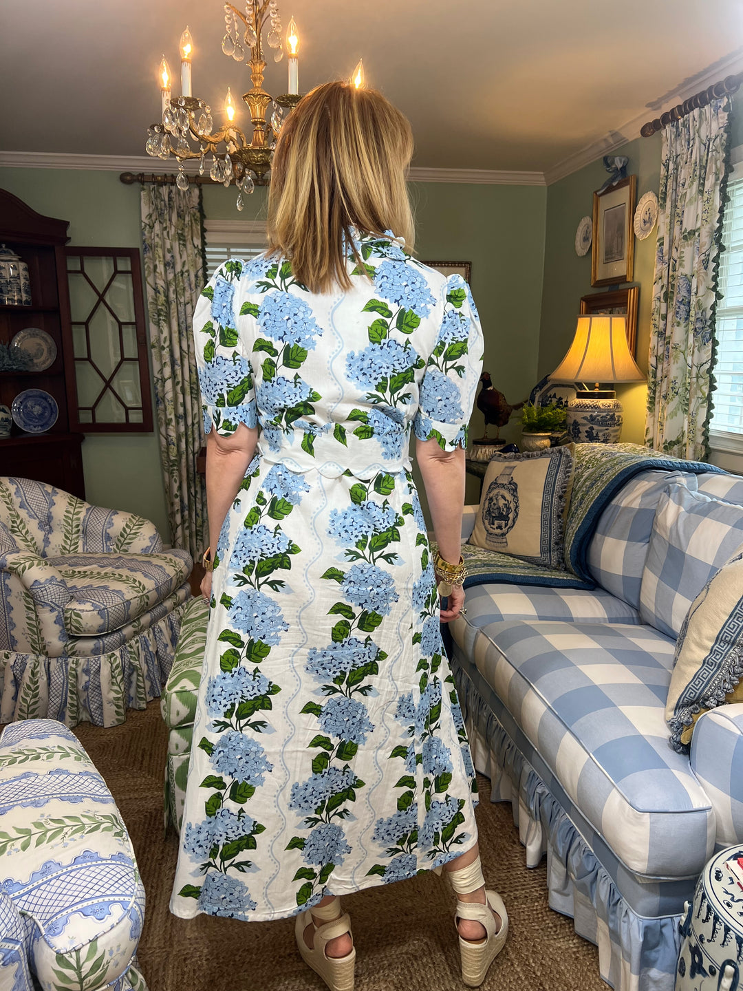 Scalloped Block Print Midi Dress | Dresses | Miss Madigan Online Shopping