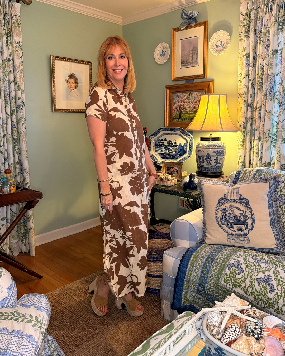 Dogwood Floral Midi Dress in Brown |  Dress - Miss Madigan | Women&
