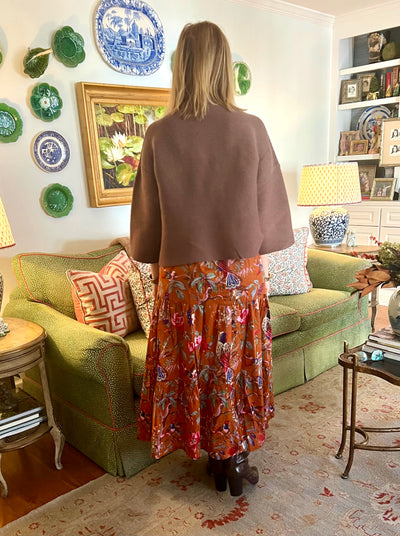 Maria Block Print Maxi Skirt in Birds of a Feather