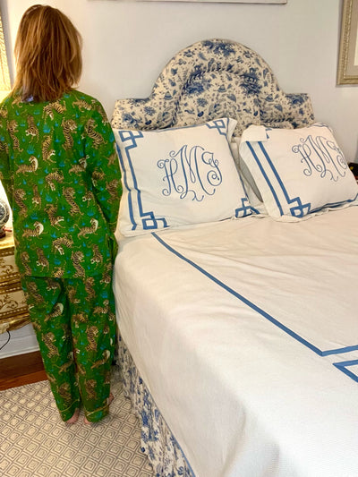 Eye of the Tige Blockprint Pajama Set in Green