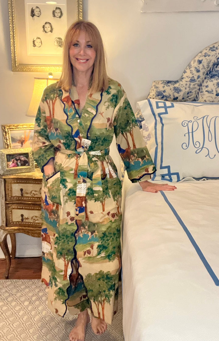 Scalloped Robe in Hunt Club |  Pajamas - Miss Madigan | Women&