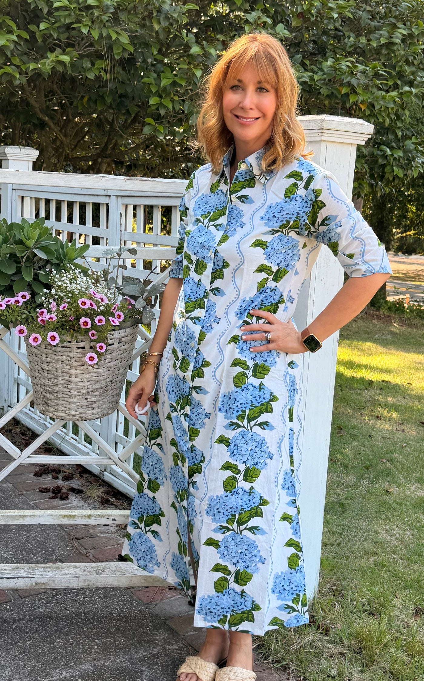 Hydrangea Block Print Midi Dress | Dresses