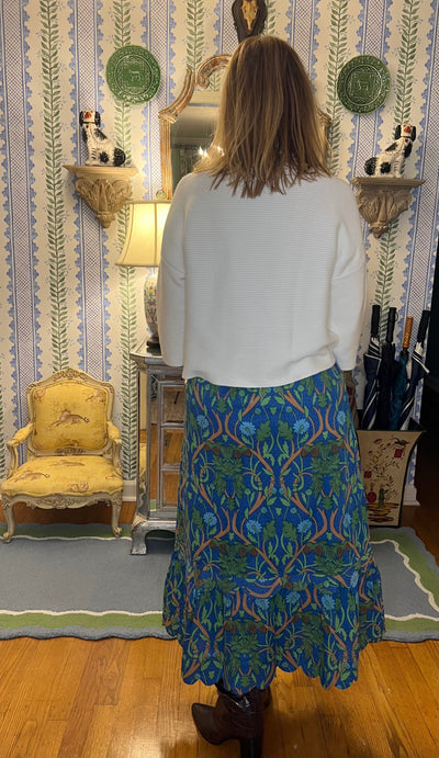 Charlotte Scalloped Maxi Skirt in Blue Harvest