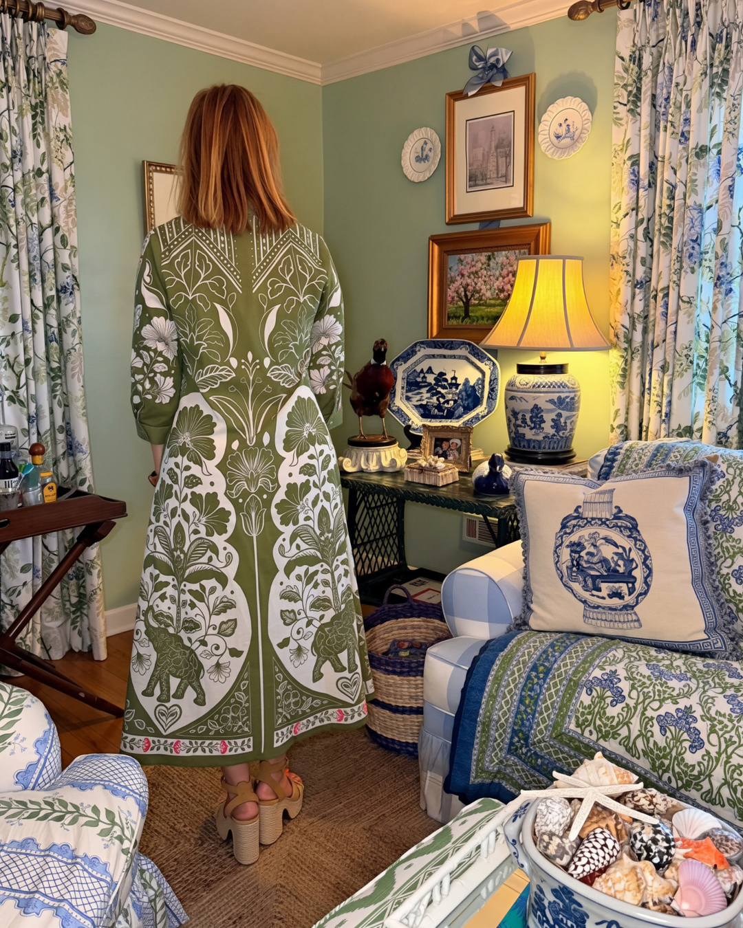 Tory Floral Midi Dress in Green |  Dress - Miss Madigan | Women&