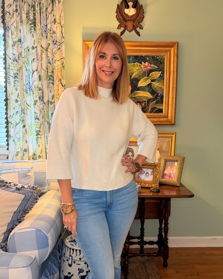 Corbett Mock Neck Sweater in Ivory |  Sweater - Miss Madigan | Women&