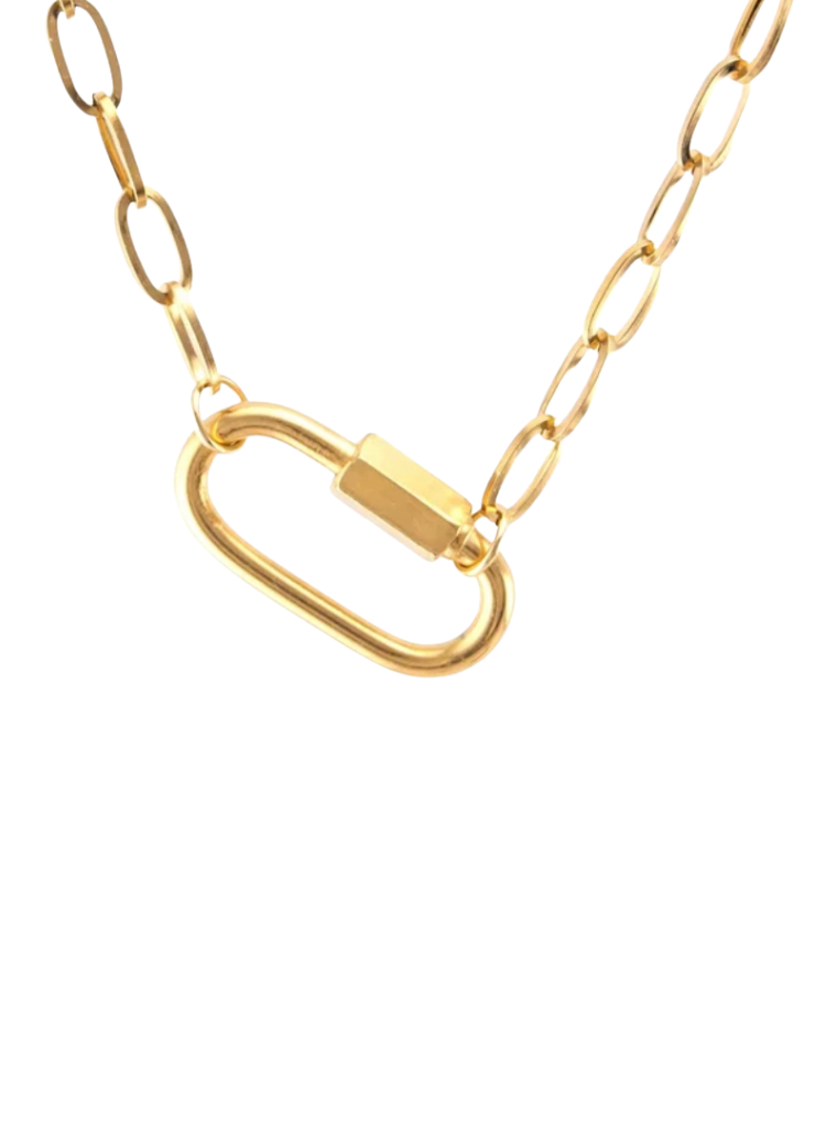 Gold Link Necklace with Caribiner