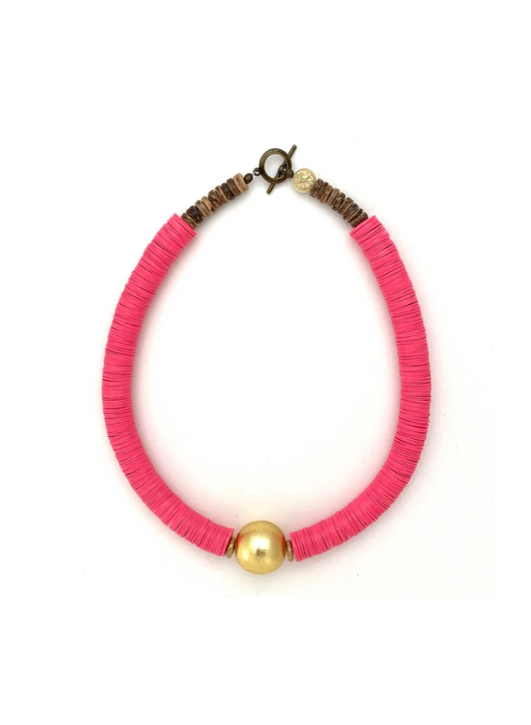Midi Classic Beaded Necklace in Pink