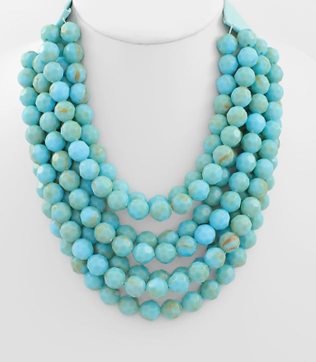 Layered Bead Necklace in Turquoise