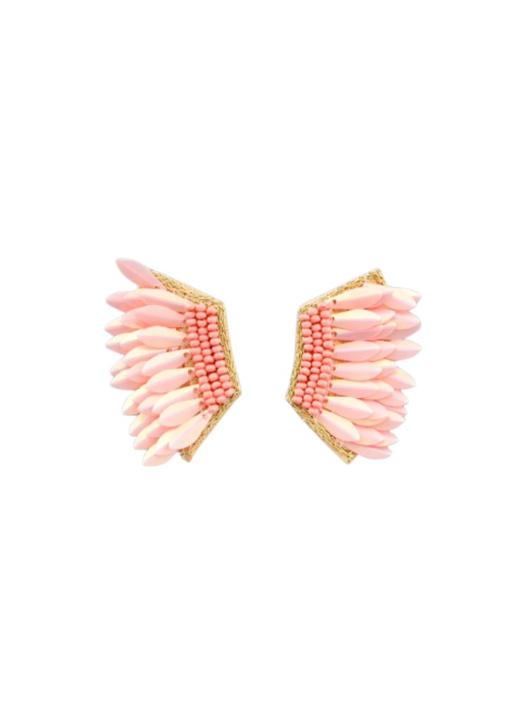 Baby Pink Beaded Wing Earrings