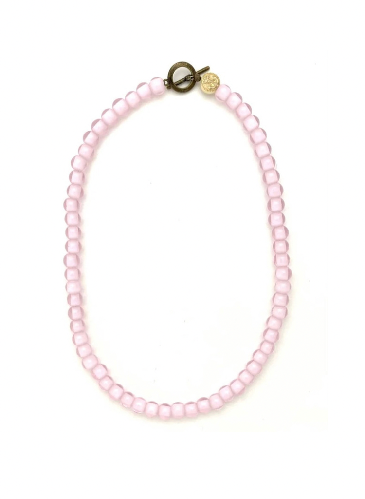 Baby Pink Glass Bead Necklace