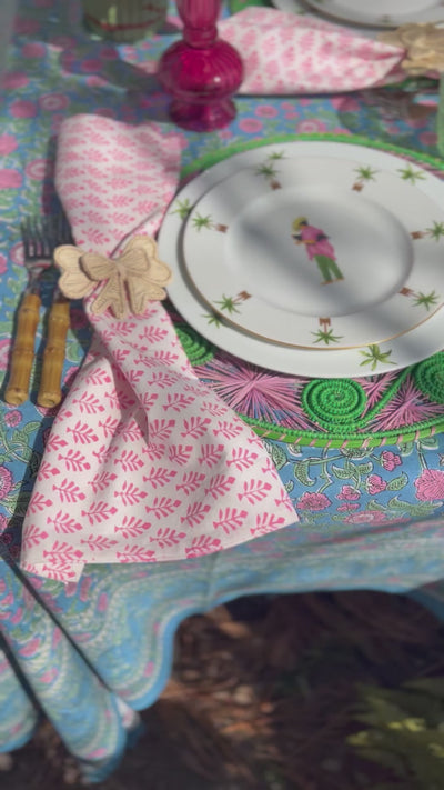 Handwoven Palm Placemats in Pink & Green