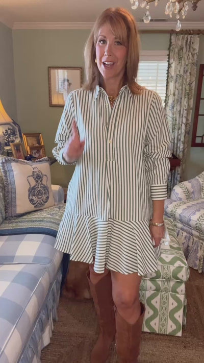 Chesapeake Striped Mini Dress in Green